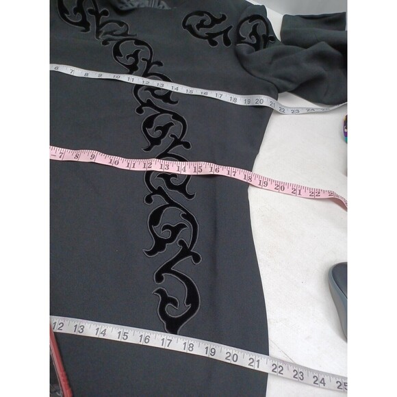 Anne Crimmins 4 Umi Collections Black Dress Long Long Sleeve Velour Applique 12 - Picture 7 of 8